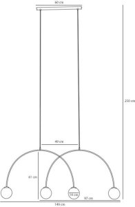 Szklana lampa wisząca Una 1116L17_L kulista łuk wielopunktowa metal beżowa 7