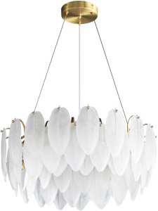 Lampa wisząca glamour PIUMA ST-6289-6 Step do jadalni biała mosiądz 2
