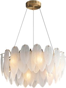 Lampa wisząca glamour PIUMA ST-6289-6 Step do jadalni biała mosiądz 3