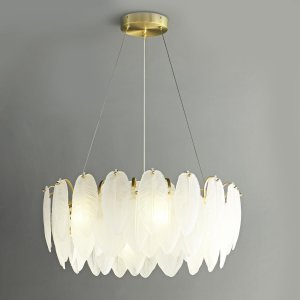 Lampa wisząca glamour PIUMA ST-6289-6 Step do jadalni biała mosiądz 10