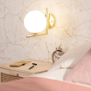 Kinkiet Abruzzo Ścienna lampa kula Milano ABR-KRR-E14 szkło metal złoty biały 5