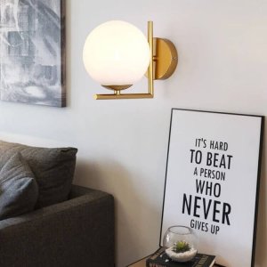 Kinkiet Abruzzo Ścienna lampa kula Milano ABR-KRR-E14 szkło metal złoty biały 7