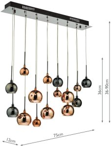 Lampa wisząca DAR Jadalniana lampa wisząca Aurelia AUR6264 Dar Lighting chrom czarny brąz 4