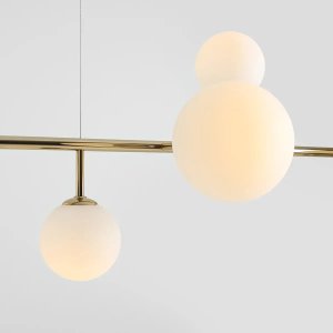 Molekułowa lampa wisząca Dione 1092N30 Aldex kule białe złote 4