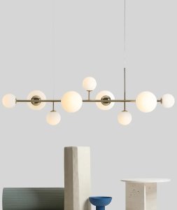 Molekułowa lampa wisząca Dione 1092N30 Aldex kule białe złote 5