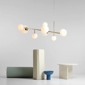 Molekułowa lampa wisząca Dione 1092N30 Aldex kule białe złote 6