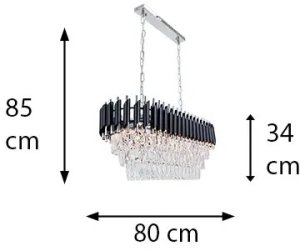 Kryształowa lampa wisząca TOLEDO 6260/8 8C BL czarny chrom przezroczysty 4