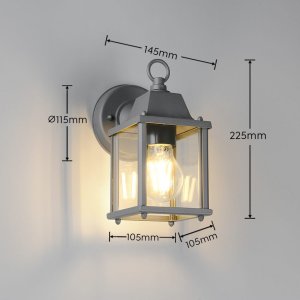 Elewacyjna lampa ścienna MIRANDE 262260142 metalowa szklana IP23 antracyt 8