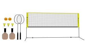 Zestaw do badmintona i piklballa- siatka z raketkami, lotkami i piłkami 1