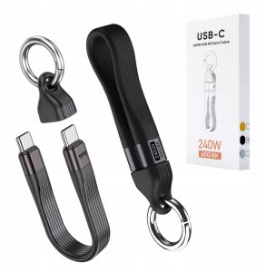 ECOBOX KABEL 240w TYP-C DO TYP-C SMYCZ WISIOREK DO TELEFONU CZARNY 1