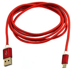 ECONOMY KABEL USB MICRO NYLON CZERWONY 1,5m RED 2