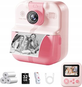 Aparat Natychmiastowy Dla Dzieci Cyfrowy Mp3 Gry Druk Telefon Obiektyw 180s / P02 Różowy 4