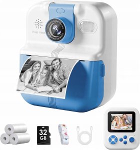 Aparat Natychmiastowy Dla Dzieci Cyfrowy Mp3 Gry Druk Telefon Obiektyw 180s / P02 Niebieski 1