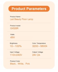 Lampa Led Kosmetyczna Bezcieniowa Moon Stojąca + Kółka 45w Marinelli Gx520r / Biały 10