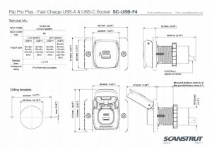 Ładowarka USB-A/C 36W 12/24V Scanstrut SC-USB-F4 5
