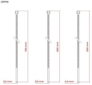 Opaski zaciskowe, 2,5x100 / 3,5x200 / 4,5x200 mm, 170 szt., mix kolorów, DPM OP170 3