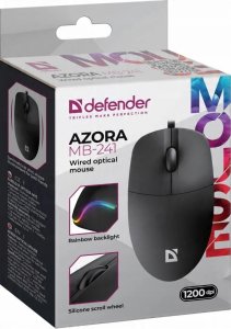 Mysz Defender Mysz przewodowa AZORA MB-241 1200 DPI czarna podwietlana 4