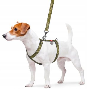 Collar WauDog Nylon Szelki nylonowe anatomiczne w kształcie litery H, z QR-paszportem, plastikowy fastex, wzór MILITARY, rozmiar S 15mm 2