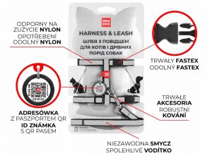 Collar WauDog Nylon Szelki se smyczą nylonowe anatomiczne w kształcie litery H, z QR-paszportem, plastikowy fastex, wzór AWOKADO NA RÓŻU, rozmiar XS 3