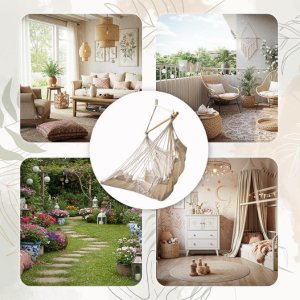 Krzesło brazylijskie z podnóżkiem leżak wiszący huśtawka 130cm beż Kik Sp. z o. o. Sp. k. 11