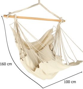 Krzesło brazylijskie z podnóżkiem leżak wiszący huśtawka 130cm beż Kik Sp. z o. o. Sp. k. 13
