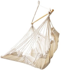 Krzesło brazylijskie z podnóżkiem leżak wiszący huśtawka 130cm beż Kik Sp. z o. o. Sp. k. 3
