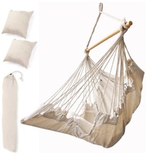 Krzesło brazylijskie z podnóżkiem leżak wiszący huśtawka 130cm beż Kik Sp. z o. o. Sp. k. 4