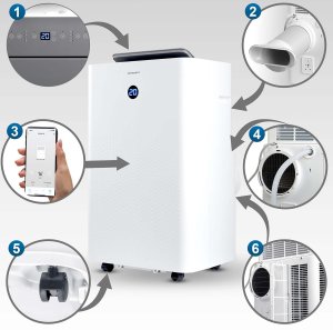 Klimatyzator przenośny 14000 BTU osuszacz grzanie WiFi 37l/24h Berdsen BD-583 12