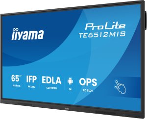 iiyama TE6512MIS-B4AG signage display Płaski panel Digital Signage 165,1 cm (65") LCD Wi-Fi 400 cd/m 4K Ultra HD Czarny Ekran dotykowy Procesor wbudowany Android 11 24/7 2