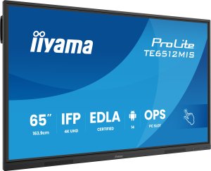 iiyama TE6512MIS-B4AG signage display Płaski panel Digital Signage 165,1 cm (65") LCD Wi-Fi 400 cd/m 4K Ultra HD Czarny Ekran dotykowy Procesor wbudowany Android 11 24/7 3