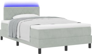 vidaXL Łóżko z materacem i LED jasnoszare 120x190 cm aksamitne 2