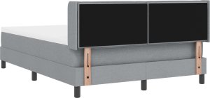 vidaXL Łóżko z kasetą i materacem w jasnoszarym, 140 x 200 cm 2