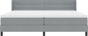 vidaXL Łóżko kontynentalne z materacem - Jasnoszary - 200 x 200 cm - Tkanina 4