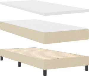 vidaXL Łóżko box spring z materacem w kremowym kolorze, 100 x 200 cm, materiał. 2