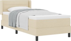 vidaXL Łóżko box spring z materacem w kremowym kolorze, 100 x 200 cm, materiał. 3