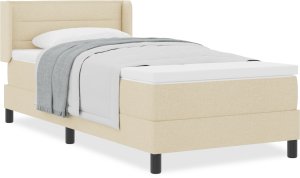 vidaXL Łóżko box spring z materacem w kremowym kolorze, 100 x 200 cm, materiał. 4