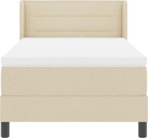vidaXL Łóżko box spring z materacem w kremowym kolorze, 100 x 200 cm, materiał. 8