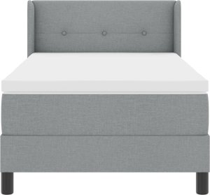 vidaXL Łóżko kontynentalne z materacem - Jasnoszary - 90 x 190 cm - Tkanina 3