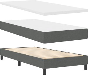 vidaXL Ciemnoszare łóżko kontynentalne z materacem, 90 x 200 cm, materiał 2