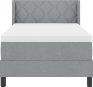vidaXL Łóżko box spring z materacem, jasnoszare, 90 x 200 cm z tkaniny 2