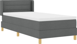 vidaXL Łóżko z materacem box spring w ciemnoszarym kolorze, 100 x 200 cm, z materiału 4
