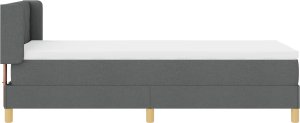 vidaXL Ciemnoszare łóżko kontynentalne z materacem - 90 x 190 cm. 3