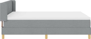 vidaXL Łóżko Kontynentalne z materacem w jasnoszarym kolorze, 160 x 200 cm, z tkaniną. 2