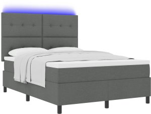 vidaXL Łóżko sprężynowe z materacem i LED - Ciemnoszare - 160x200 cm 2