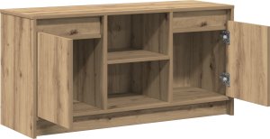 vidaXL Szafka RTV z LED w Dębie Rzemieślniczym, 100x34x50 cm, Zrobiona z Drewna Inżynieryjnego. 2