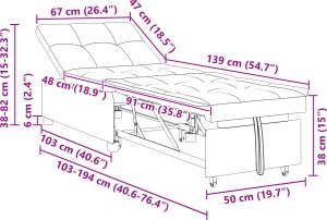 vidaXL Kremowa sofa 3-w-1 z funkcją spania 2