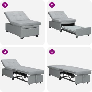 vidaXL Sofa 3 w 1 - Rozkładany design w jasnoszarym kolorze 2