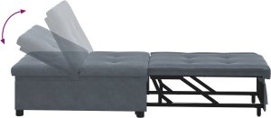 vidaXL Sofa łóżko 3-w-1 z funkcją wysuwania ciemnoszara aksamit 3
