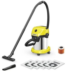 Vacuum Cleaner KARCHER Wet and dry vacuum cleaner WD 3 S V-17/4/20 + 4 FB 1000 Watts Suction power 230W Capacity 17 l Noise 74 dB Yellow Weight 4.8 kg 1.628-152.0 1