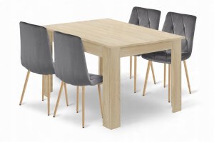 Zestaw stół NP 120x80 Dąb Sonoma + 4 krzesła LIBRA szare 1